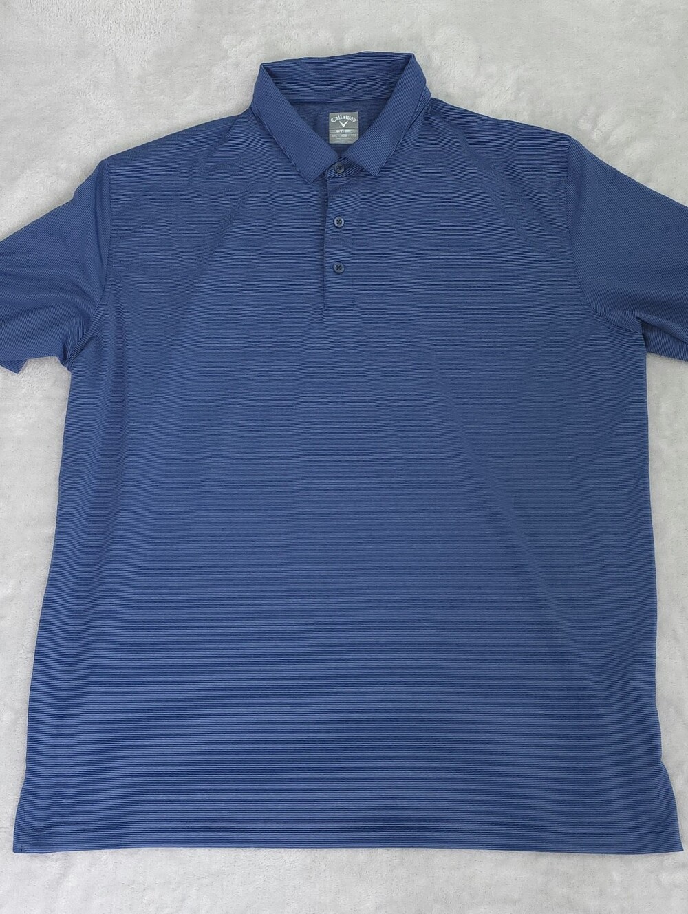Callaway Golf Shirt Mens XXL Blue Fine Line Stripe Opti-Dri Polo Short Sleeve